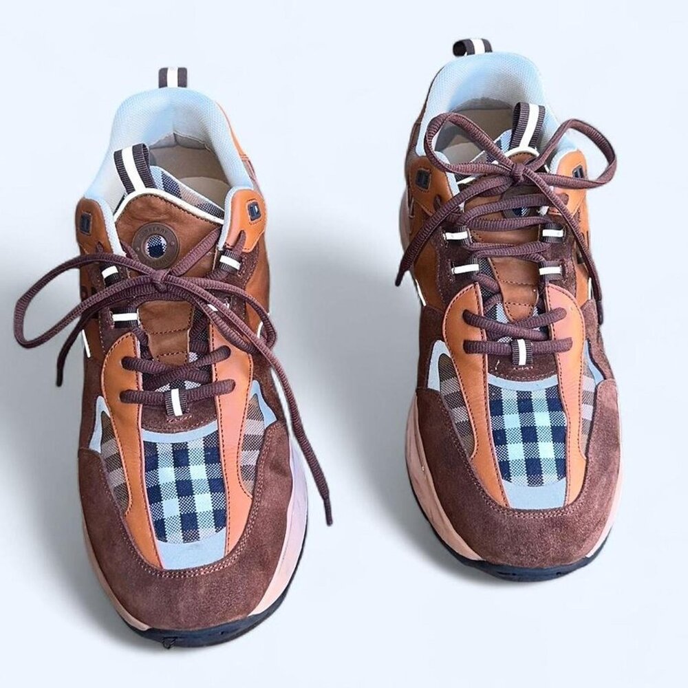 Burberry Vintage Check & Suede Low-Top Sneakers - Picture 2 of 8